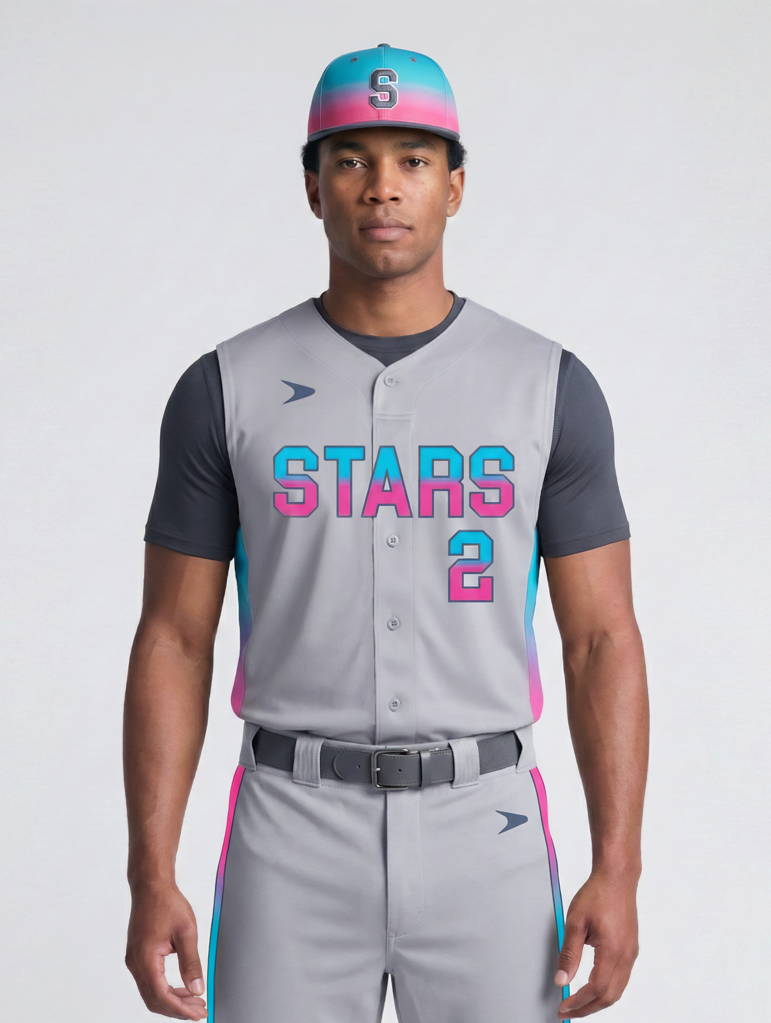 Hybrid Legend-PD Sleeveless Faux Button Baseball Jersey